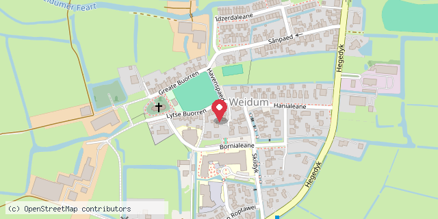 Een kaart met de locatie van KinderzwerfboekStation Weidum