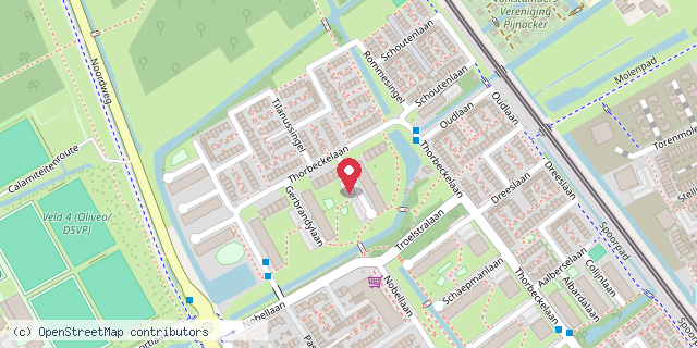 Een kaart met de locatie van Kinderzwerfstation buurttuin Pijnacker Noord