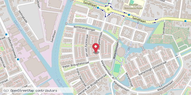 Een kaart met de locatie van kleipetten buurt bieb