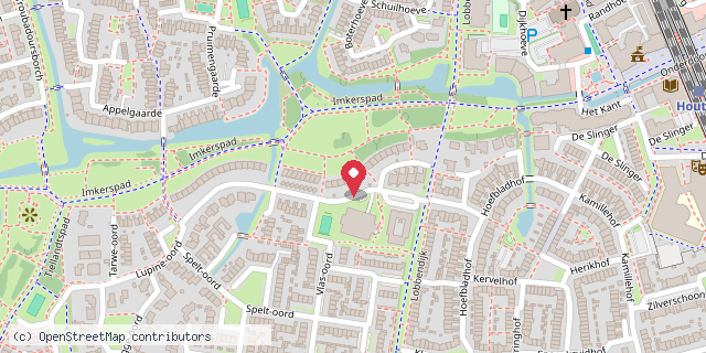 Een kaart met de locatie van Leergeld Houten