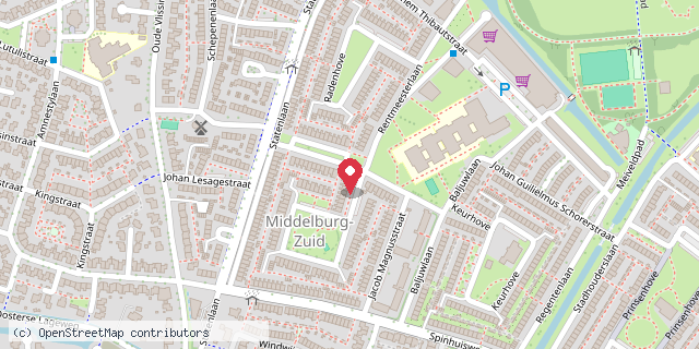 Een kaart met de locatie van leeskastje J.C. Mathiasstraat 26