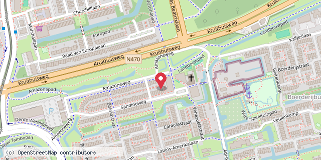 Een kaart met de locatie van Little Free Library Delft