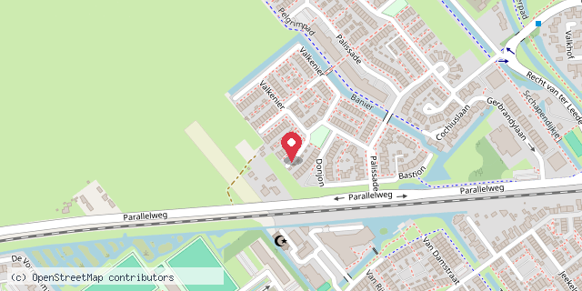 Een kaart met de locatie van Little Green Library