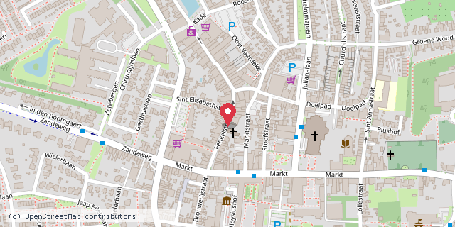 Een kaart met de locatie van Maddey's Ijssalon Oudenbosch