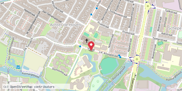Een kaart met de locatie van Mediatheek Klein Mariënburg