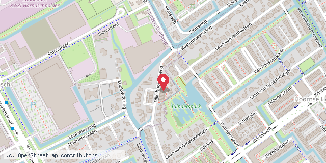 Een kaart met de locatie van Mini bieb dijkshoornseweg