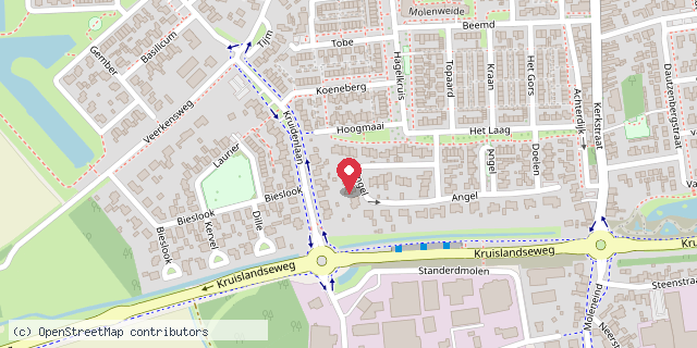 Een kaart met de locatie van Mini bieb Emmy