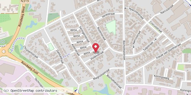 Een kaart met de locatie van Mini-Bieb Wenters