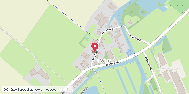 Een kaart met de locatie van Minibieb 't Waar