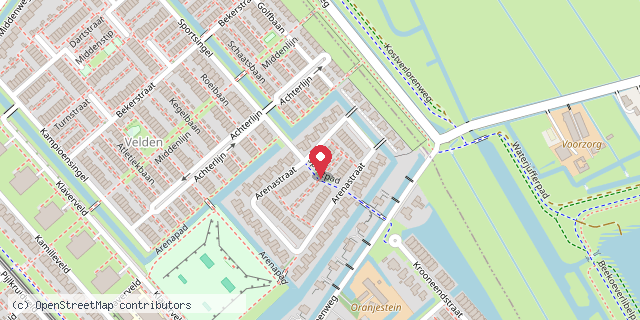 Een kaart met de locatie van Minibieb Arenastraat