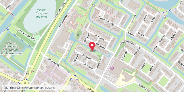 Een kaart met de locatie van Minibieb Bottinge