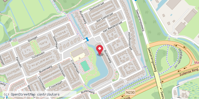 Een kaart met de locatie van minibieb buitenweg