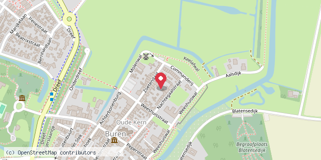 Een kaart met de locatie van Minibieb Buren