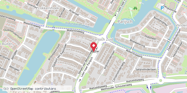 Een kaart met de locatie van MInibieb Culemborg