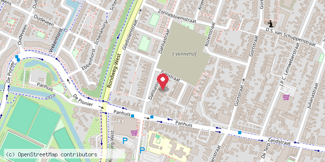 Een kaart met de locatie van Minibieb Dahlia