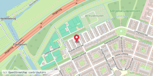 Een kaart met de locatie van Minibieb De Dalkruid