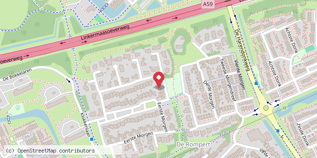Een kaart met de locatie van Minibieb de Morgen