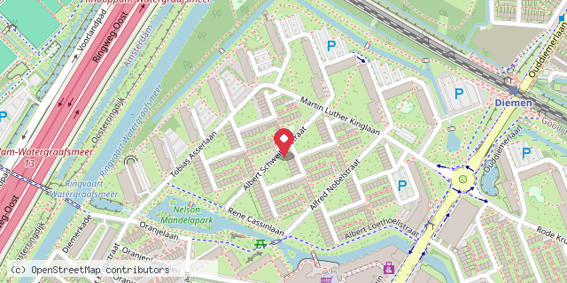 Een kaart met de locatie van Minibieb Diemen