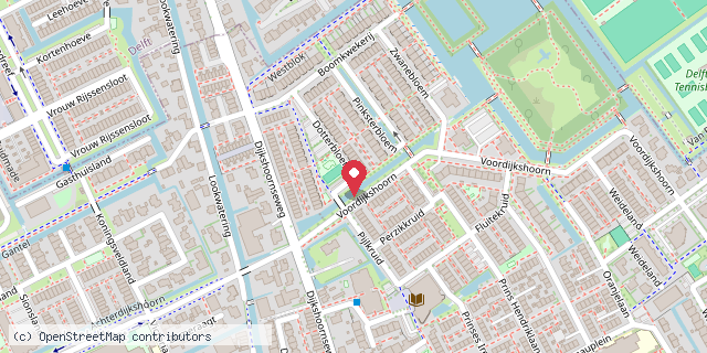 Een kaart met de locatie van Minibieb Dotterbloem Den Hoorn