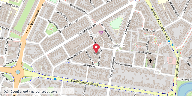Een kaart met de locatie van Minibieb Eksterstraat