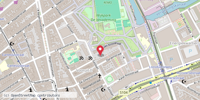 Een kaart met de locatie van Minibieb Gaslaan