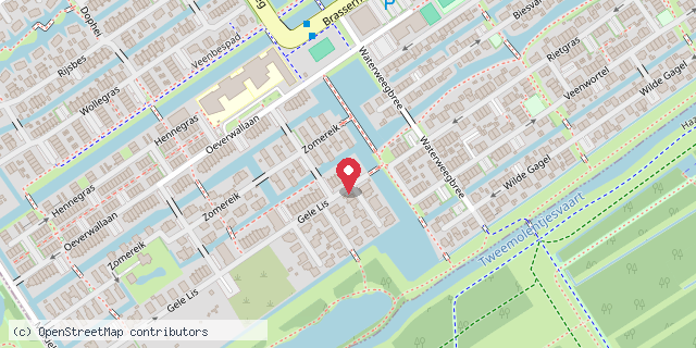 Een kaart met de locatie van Minibieb Gele Lis