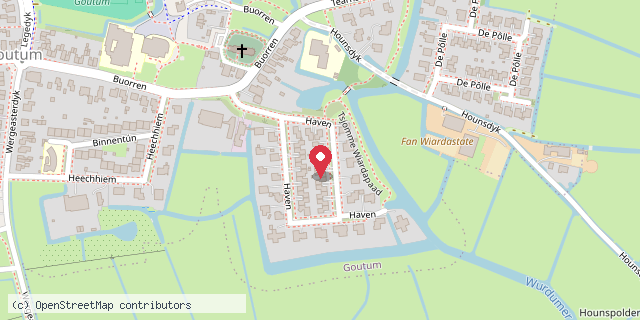 Een kaart met de locatie van Minibieb Haven Goutum