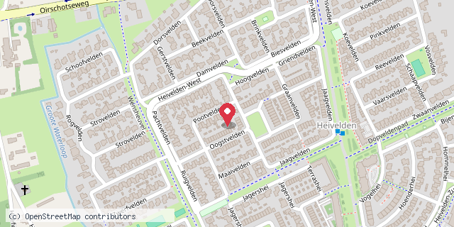 Een kaart met de locatie van Minibieb Heivelden