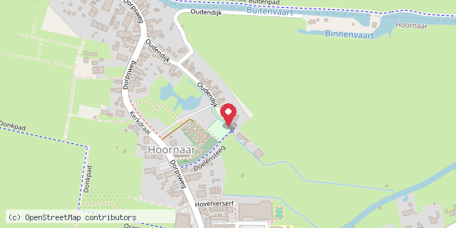 Een kaart met de locatie van Minibieb Hoornaar