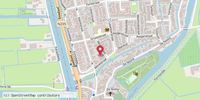 Een kaart met de locatie van Minibieb ilpendam