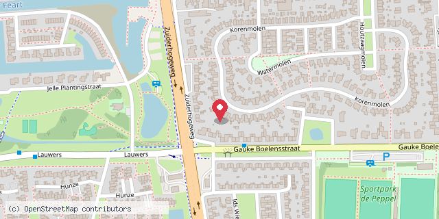 Een kaart met de locatie van Minibieb Korenmolen