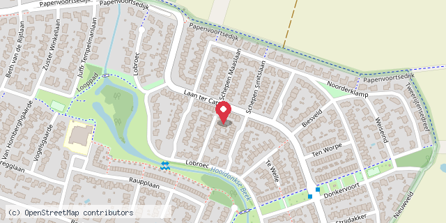 Een kaart met de locatie van Minibieb Laan ter Catten