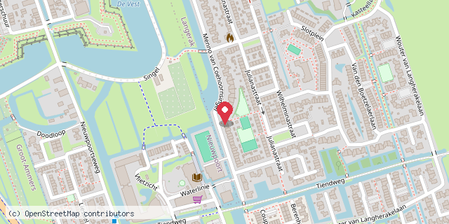 Een kaart met de locatie van Minibieb Langerak (Z-H)