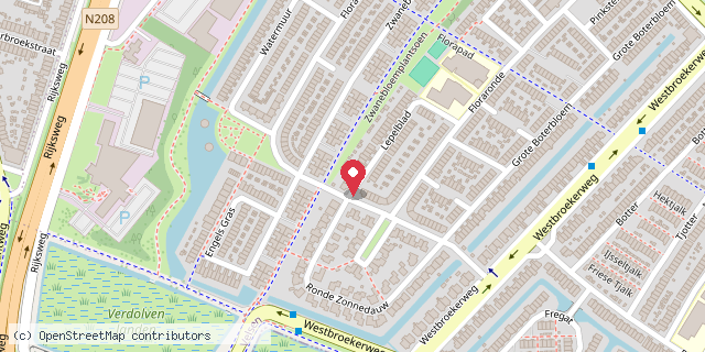 Een kaart met de locatie van Minibieb lepelblad