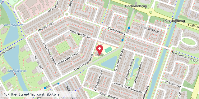 Een kaart met de locatie van Minibieb Literatuurwijk - locatie Betje Wolffstraat