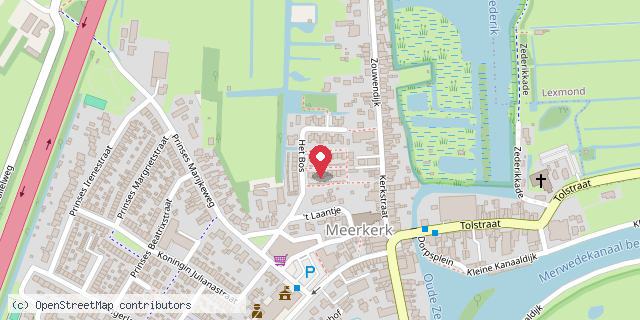 Een kaart met de locatie van Minibieb Meerkerk