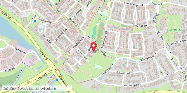 Een kaart met de locatie van Minibieb Nikkelslag 2 Houten