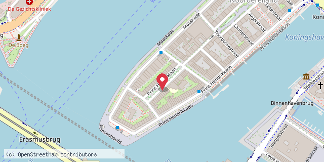 Een kaart met de locatie van Minibieb Noordereiland