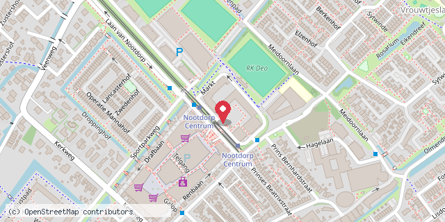 Een kaart met de locatie van Minibieb op de Markt in Nootdorp