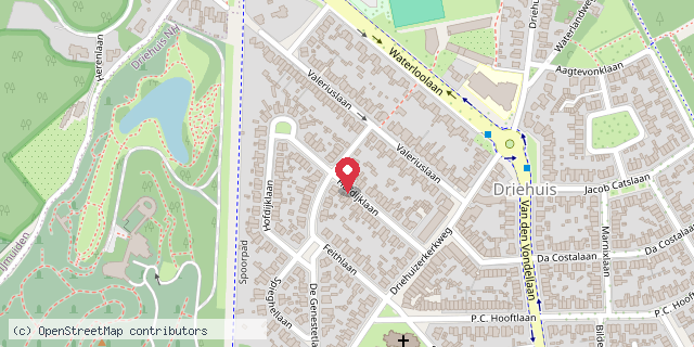 Een kaart met de locatie van Minibieb op hoek Genestetlaan\/Hofdijklaan Driehuis
