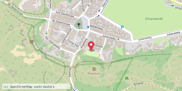Een kaart met de locatie van Minibieb Paasdal 23
