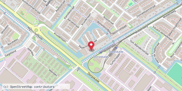 Een kaart met de locatie van Minibieb Pepermuntstraat