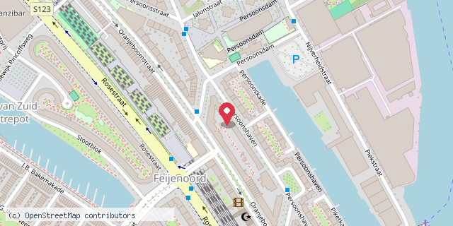 Een kaart met de locatie van Minibieb Persoonshaven 25 Rotterdam