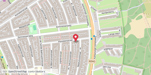 Een kaart met de locatie van Minibieb Planetenstraat