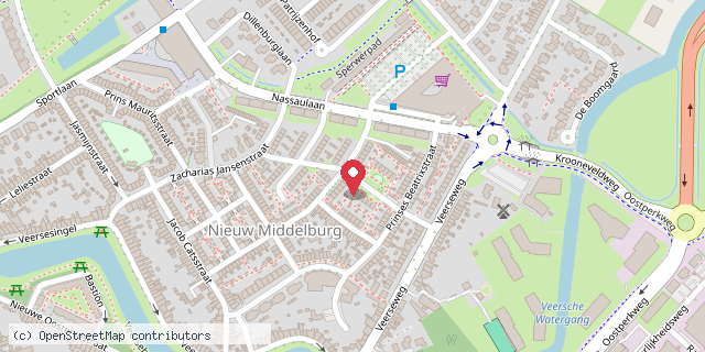 Een kaart met de locatie van Minibieb Prinses Margrietstraat Middelburg