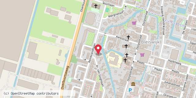 Een kaart met de locatie van Minibieb Rembrandt