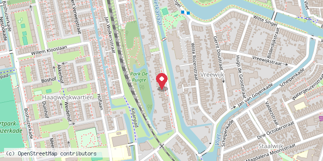 Een kaart met de locatie van Minibieb Rijn en Schiekade 115
