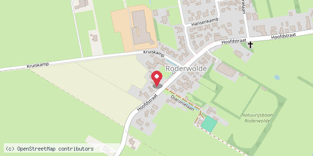 Een kaart met de locatie van Minibieb Roderwolde