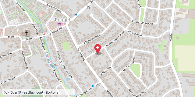 Een kaart met de locatie van Minibieb Roggel