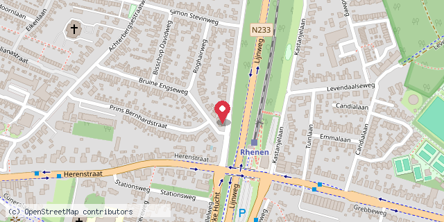 Een kaart met de locatie van Minibieb Spoorbaanweg Rhenen